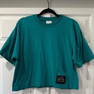 Champion Teal Crewneck Cropped Tee